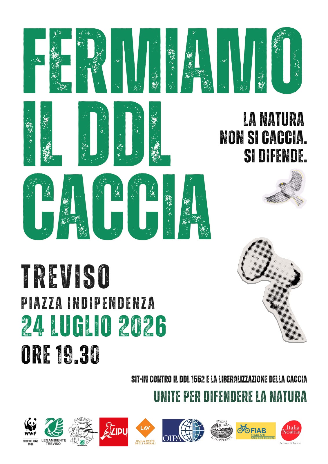 Venerdì 24 luglio a Treviso fermiamo il DDL Caccia!